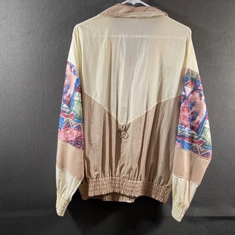vtg men Windbreaker Jacket xl Colorblock Geometric Nylon retro tracksuit 80s 90s